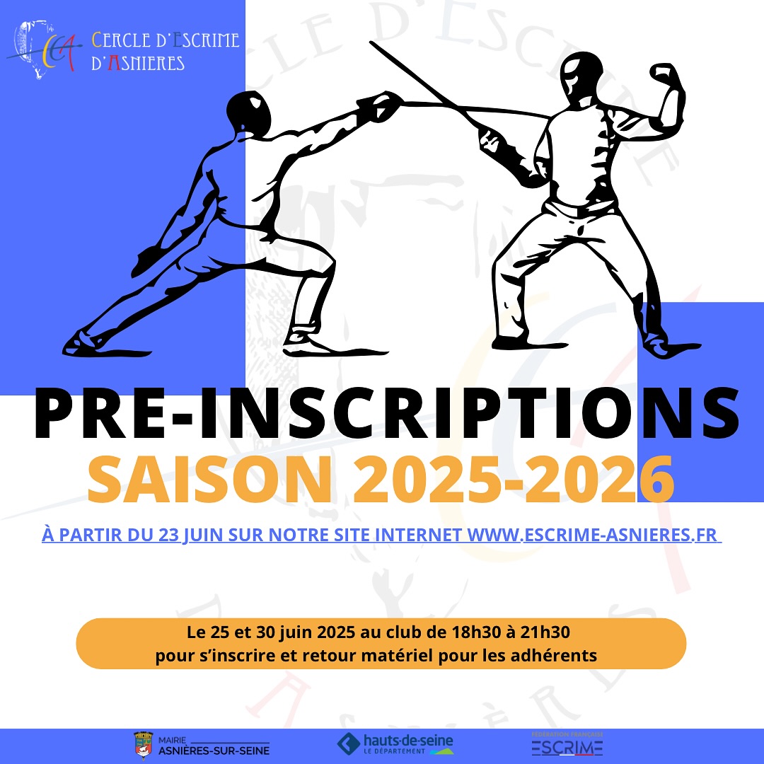 📣 Les préinscriptions au Cercle d’Escrime d’Asniè...