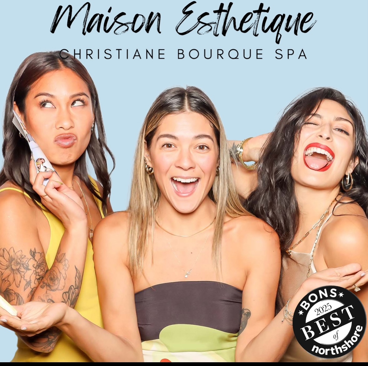 Tonight’s the night!!! Holiday Boutique magic, photo booth moments, signature drinks, fab swag bags, and all the festive sparkle. Grab your friends and come celebrate with us 💫🎄♥️
#MaisonEsthetique
#ChristianeBourqueSpa
#HolidayBoutiqueNight
#SpaEvent
#NorthShoreMA
#NorthShoreEvents
#NorthShoreLife
#ShopLocalNorthShore
#DanversMA
#FestiveNights
#HolidayMagic
#BoutiqueNight
#PhotoBoothFun
#HolidayVibes
#LocalShops
#SupportLocalMA
#NorthShoreStyle
#SpaCommunity
#HolidayCelebration