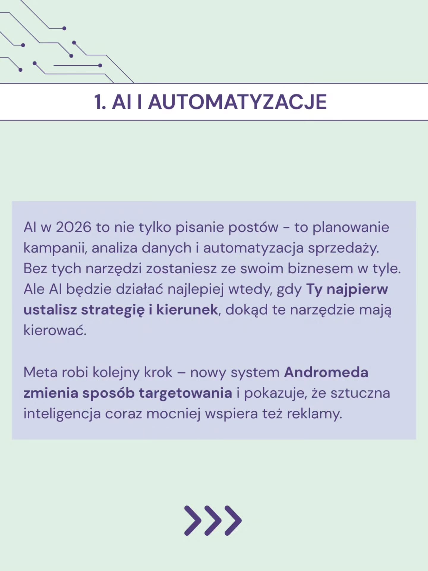 ✨Marketing w 2026 coraz mniej polega na robieniu większej liczby treści, a coraz bardziej na podejmowaniu lepszych decyzji.Nie wygrywa ten, kto publikuje codziennie, tylko ten, kto wie, do kogo mówi, po co i gdzie prowadzi odbiorcę dalej.💡W karuzeli zebrałam 4 trendy, które realnie będą miały znaczenie w 2026, szczególnie jeśli prowadzisz markę ekspercką i nie chcesz opierać całego biznesu na Instagramie.Jeśli któryś z nich szczególnie do Ciebie trafia, daj znać w 💬komentarzu. A jeśli masz poczucie, że Twój marketing jest dziś chaotyczny i męczący - to prawdopodobnie nie potrzebujesz więcej treści, tylko lepszego systemu.Foto: @jkocurczarny